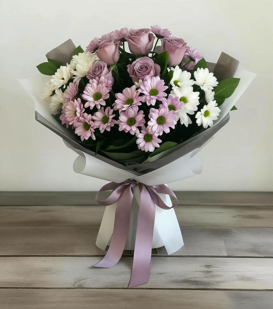 Букет цветов из: Хризантемы и Розы в Полесске