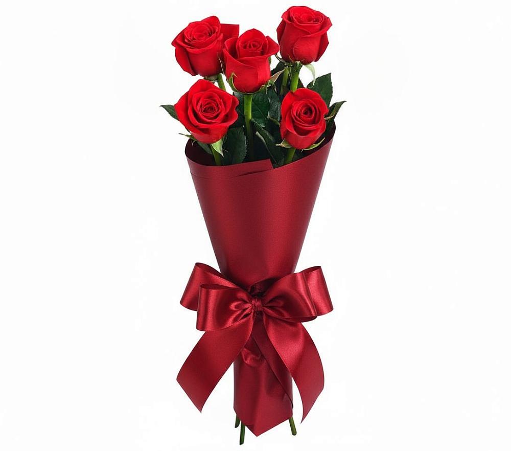 Букет 5 Красных роз Эдлесс Лав в Полесске