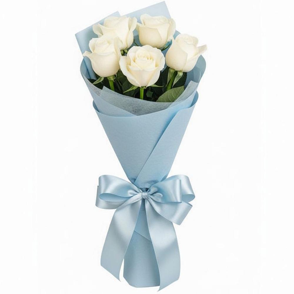 Букет 5 Белых роз Проуд в Полесске