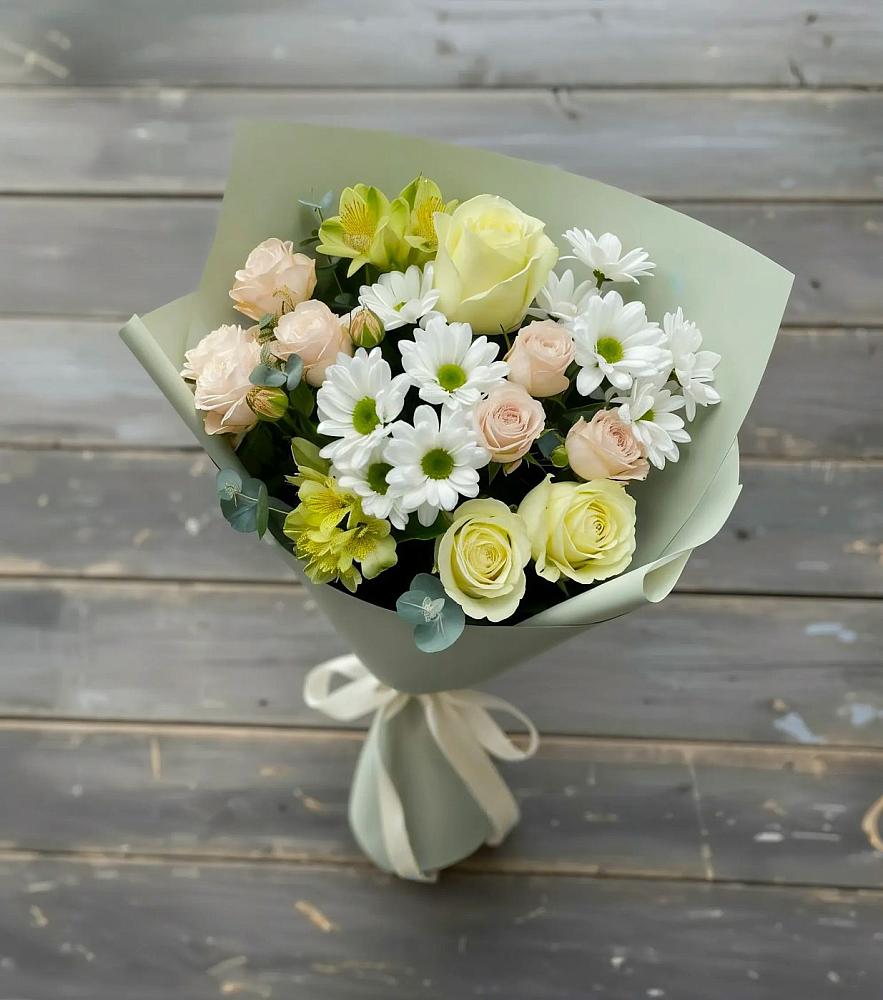 Букет цветов из: Альстромерии, Розы и Хризантемы в Полесске