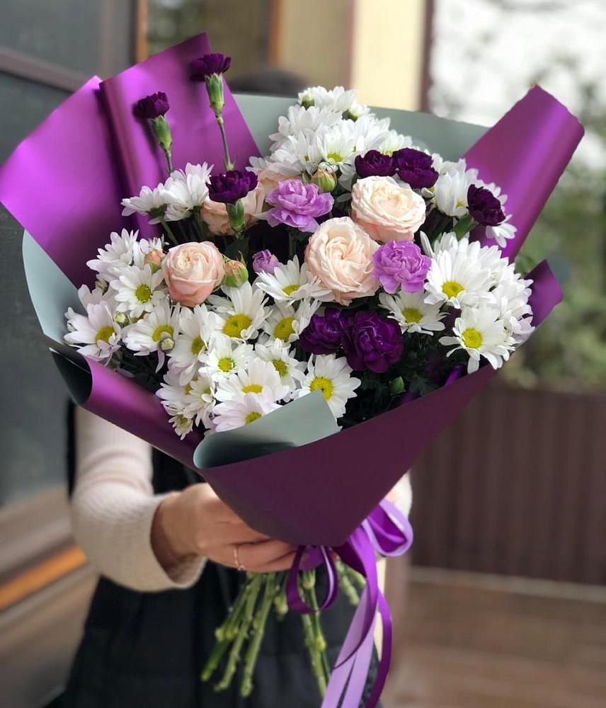 Букет цветов из: Хризантемы, Гвоздики и Розы в Полесске
