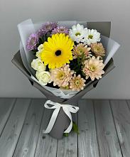 Букет цветов из:  Розы, Герберы и Хризантемы в Полесске