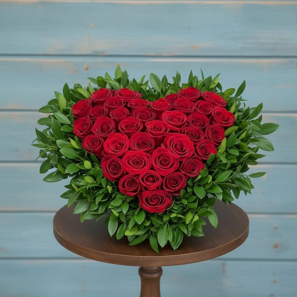 Цветочная композиция из Розы в виде сердца в Полесске