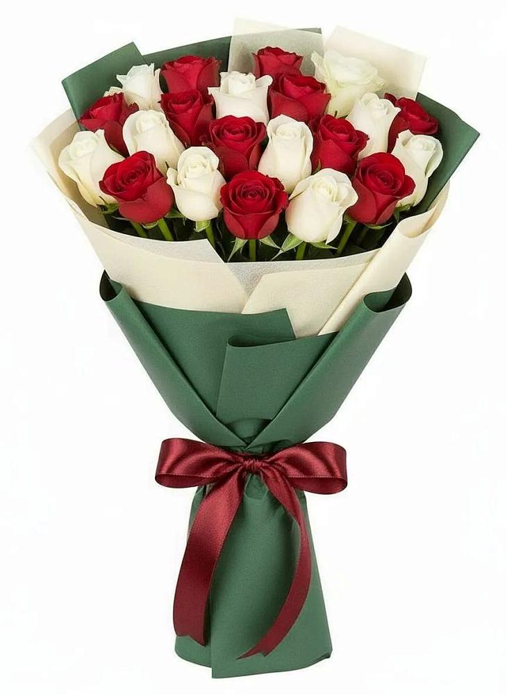 Букет Микс из красных и белых роз в Полесске