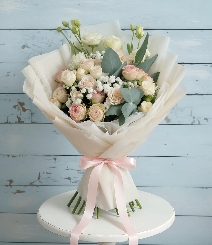 Букет цветов из: Розы и Лизиантусы в Полесске