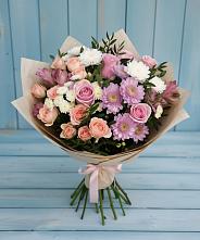 Букет цветов из:  Хризантемы, Розы и Альстромерии в Полесске