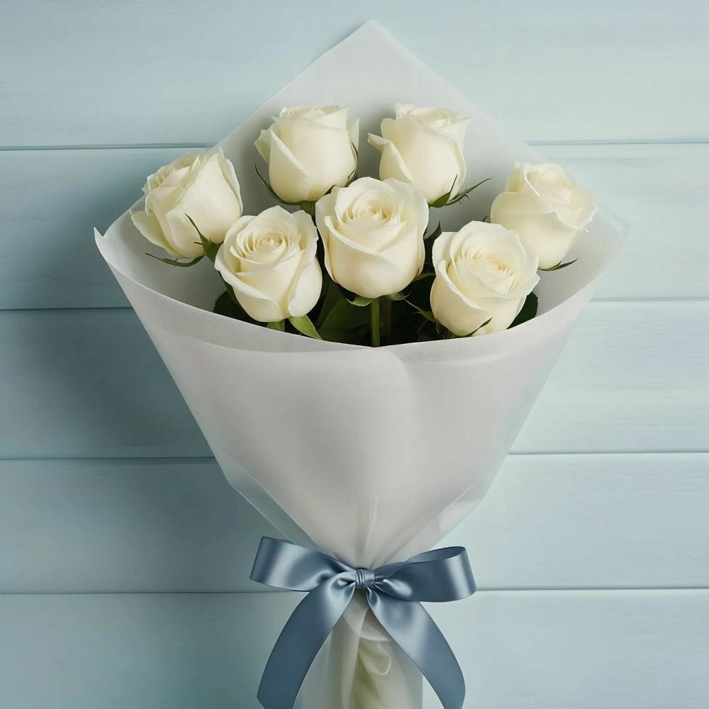 Букет 7 Белых роз Эдлесс Лав в Полесске